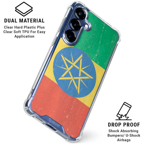 Ethiopia Flag Distressed Galaxy S25 Clear Case